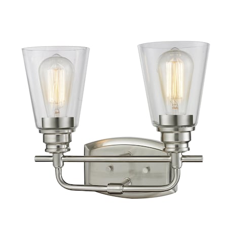Z-Lite Annora 2 Light Vanity, Brushed Nickel & Clear 428-2V-BN